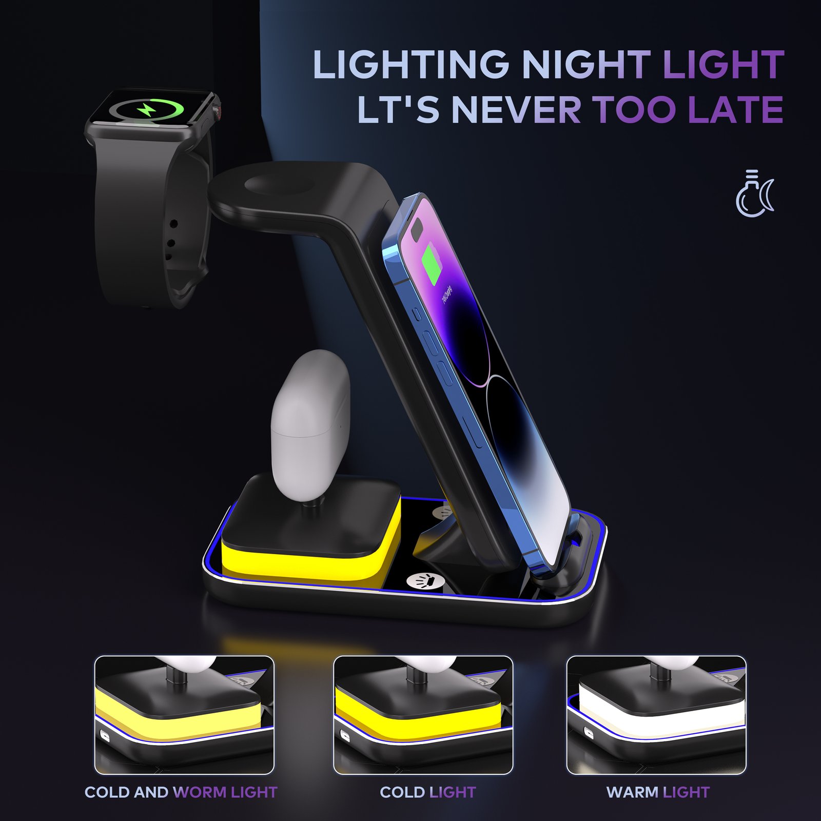Alternative view of 3-in-1 Fast Wireless Charging Station
