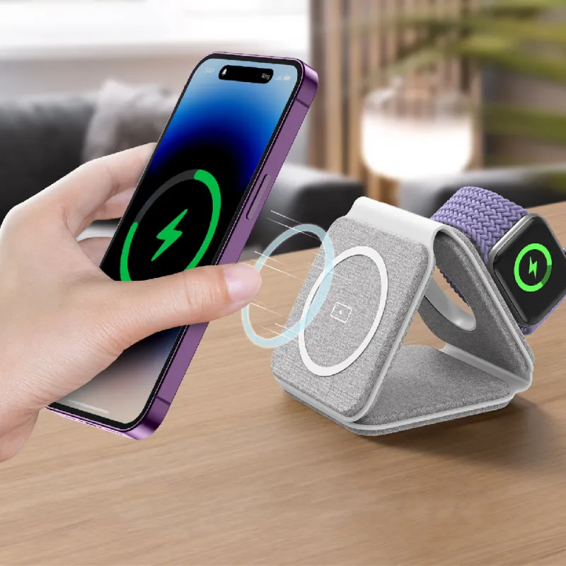 Alternative view of 3-in-1 Foldable 15W Fast Wireless Charging Station