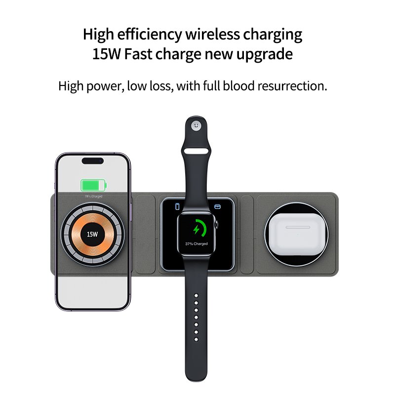 Alternative view of 3 in 1 Magnetic Folding Wireless Charger Station