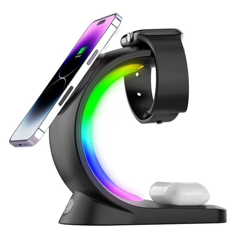 3 in 1 Magnetic Wireless Charging With LED Lighting